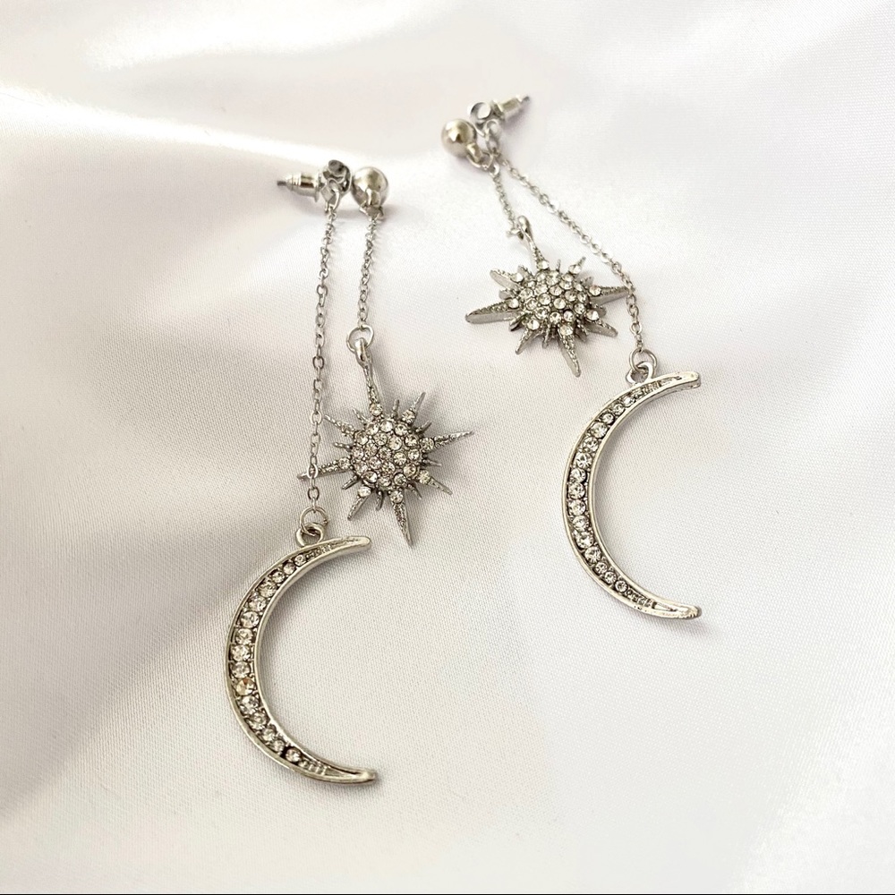 Moon and Star Dangle Earrings - Picture 6 of 11